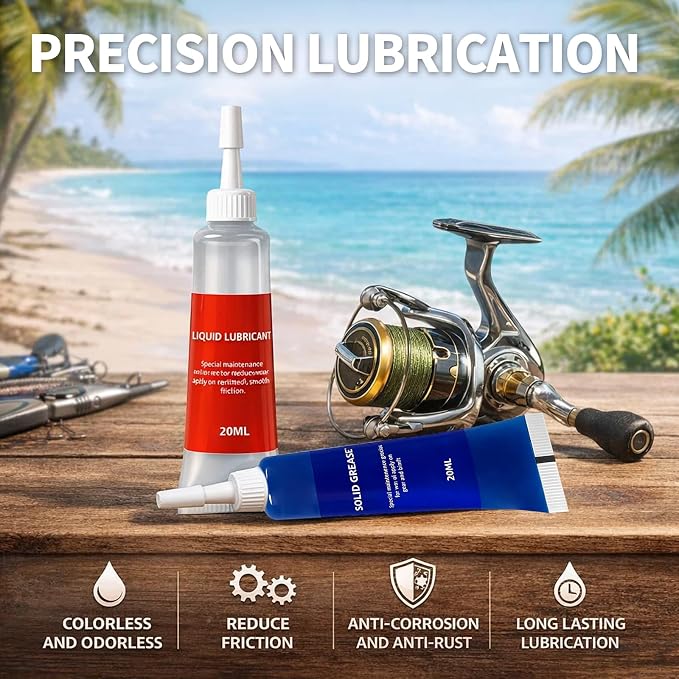 TBTFW Fishing Reel Grease, Fishing Reel Oil, Long-Lasting Lubrication, Set for All Types of Fishing Reels(1set or 2sets)