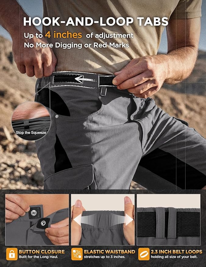 XKTTAC Men's Outdoor Quick Dry Lightweight Stretchy Shorts for Hiking, Tactical, Camping, Travel with 6 Pockets