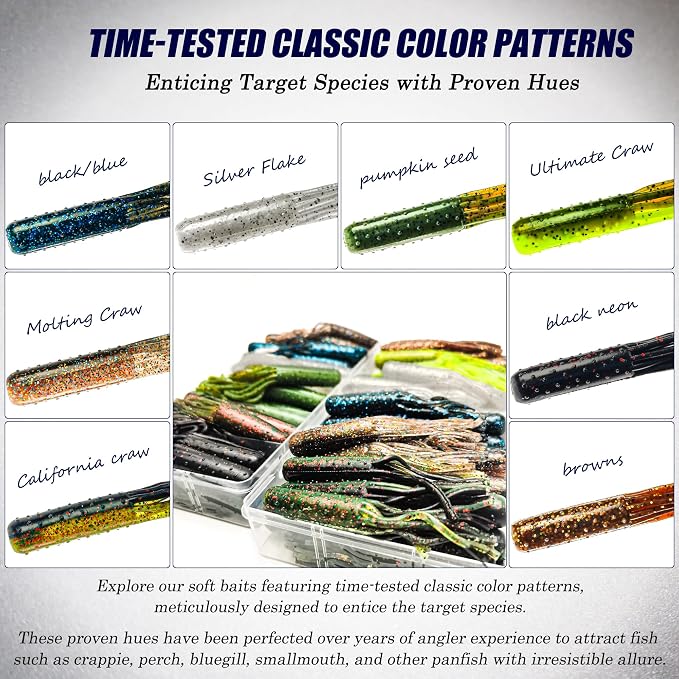 20Pcs Tube Baits Soft Plastic Worms Bass Fishing Lures for Tube Jig Heads Hook Freshwater Saltwater, 3.5 Inch