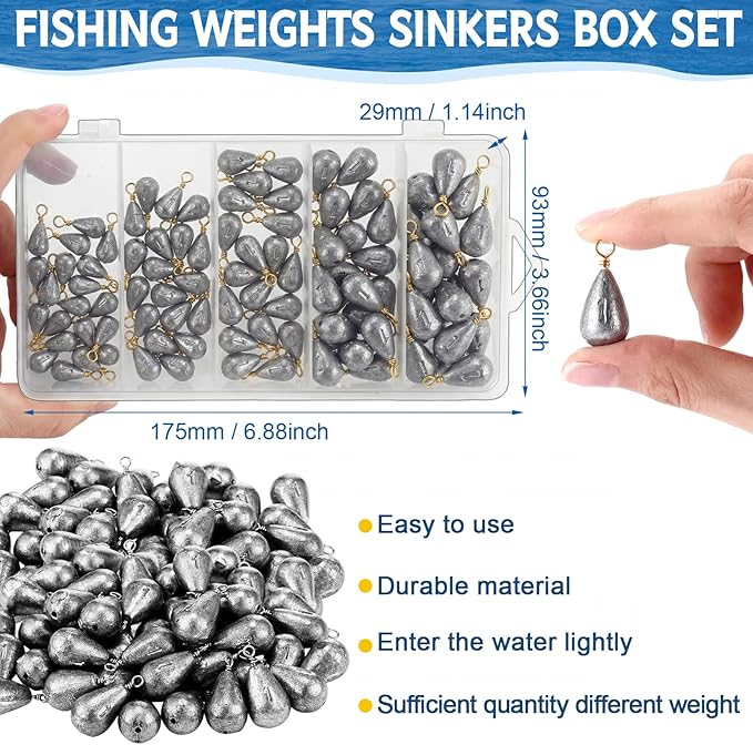 Bass Casting Swivel Bell Sinkers Fishing Weights Drop Shaped Fishing Sinkers Catfish Weights for Ocean Saltwater Surf Bass Casting Gear Tackle