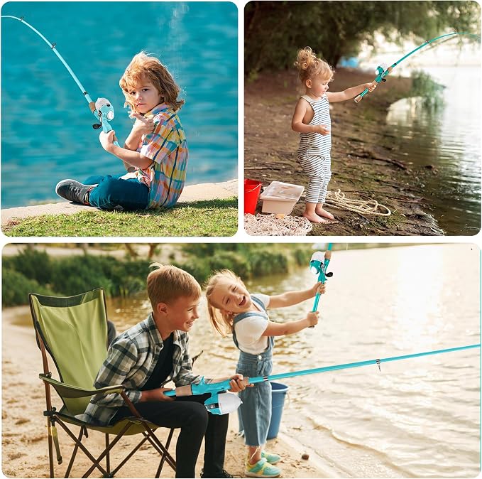 Kids Fishing Pole, Portable Telescopic Kids Fishing Poles for Boys Girls Youth, Fishing Rod and Reel Combo