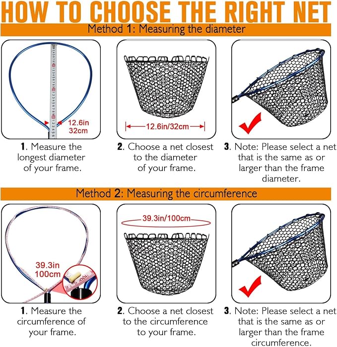 Dovesun Rubber Fishing Net Replacement Netting Without Handle Clear Black Fishing Nets for Fish Fly Fish Landing Net Bag for Freshwater Saltwater Foldable Trout Net Rubber Mesh 5 Sizes White Black Red