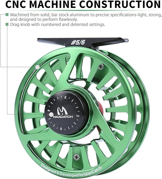 Maxcatch AVID Fly Fishing Reel with CNC-machined Aluminum Body - 1/3, 3/4, 5/6, 7/8, 9/10 Weights(Black, Green, Blue)