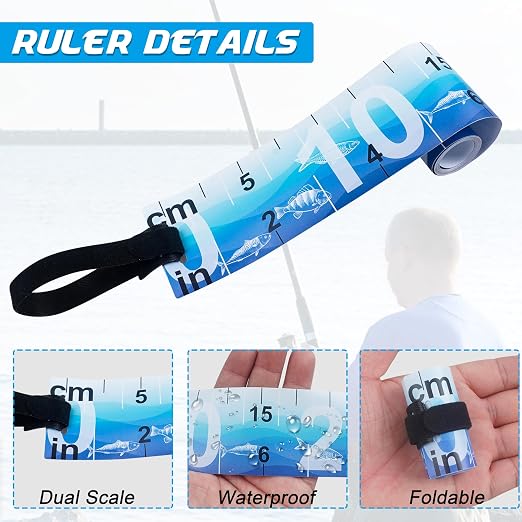 Fish Ruler Measuring Tape,2 Pack 36in/90cm Folding Fishing Ruler Roll Up Tape Measure Waterproof PVC Fish Measuring Tool for Boat Kayaks Coolers