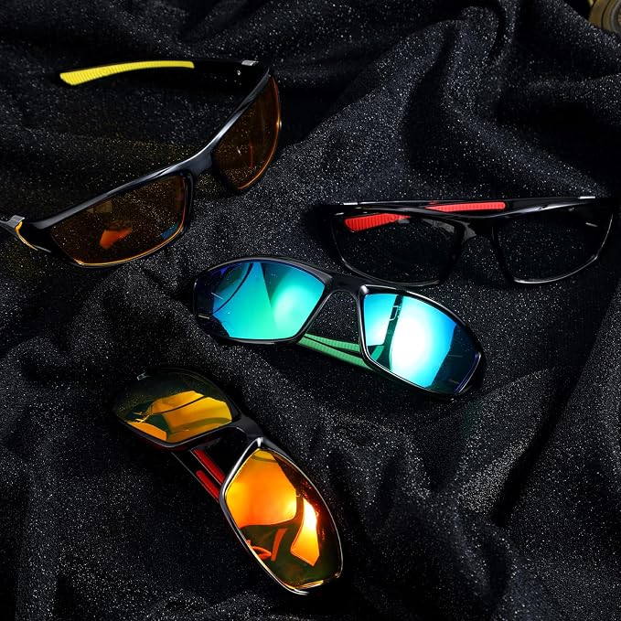 TOODOO 4 Pairs Men Polarized Sunglasses with UV Protection Driving Glasses Sports for Sport Outdoor Activities