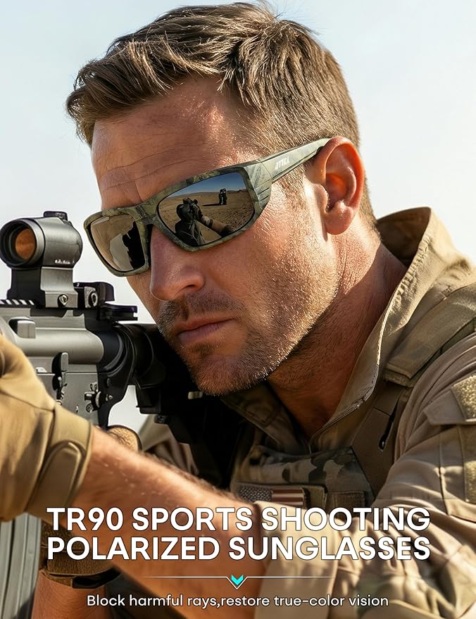 ATTCL Sports Polarized Sunglasses for Men: Ultra-Light Wrap Around TR90 Frame UV400 Protection for Fishing Driving Shooting