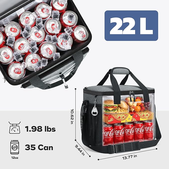 RealCool Soft Cooler Bag 35/45Can, Collapsible Cooler Insulated Leak Proof, Large Lunch Box for Men Women, Soft-Sided Cooler for Picnic, Grocery, Beach, Camping, Travel