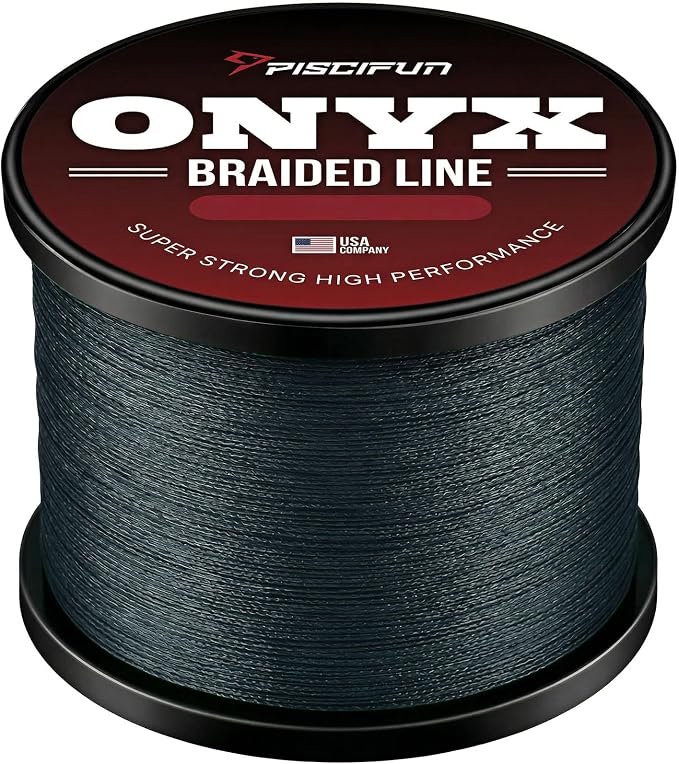 Piscifun Onyx Braided Fishing Line, Superline Abrasion Resistant Braided Lines, Zero Stretch Super Strong, Low Memory, Fast Water Cutting PE Fishing Lines, 6lb-150lb