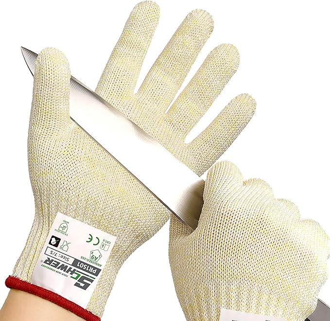 Schwer SlicePro ANSI A9 Cut Resistant Gloves, Food Grade Cutting Gloves for Kitchen Food Prep, Mandoline Gloves for Meat Cutting, Oyster Shucking, Fish Fillet Processing, PR1501, S