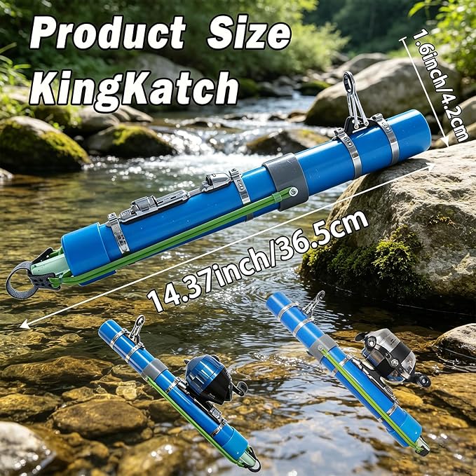 Upgraded Portable Fishing Catapult Rod with Reel, Durable & Lightweight Telescopic Lure & Bait Launcher for Saltwater & Freshwater,