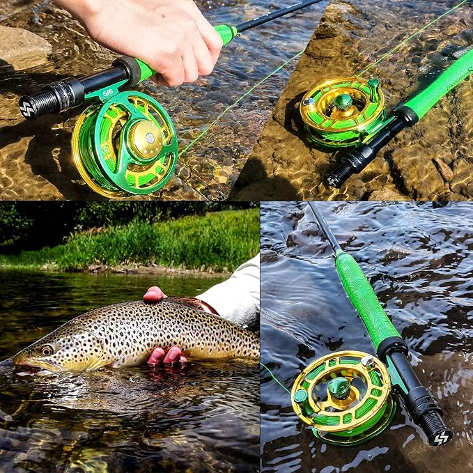 Sougayilang Standard Fly Fishing Combo Starter Kit, 5/6 Weight 9' Fly Rod with SuperPolymer Handle, Accessories, Carrying Case, Fly Box Case & Fishing Flies