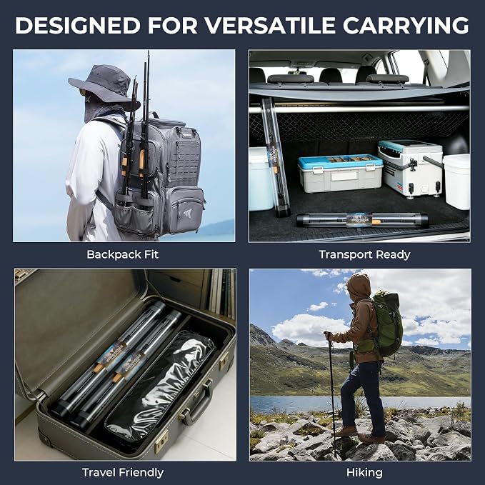 KastKing Spartacus Passage Travel Fishing Rods, Portable 4-Piece Spinning & Casting Rods, Extra Twin-Tip, IM7 Graphite Blanks, Stainless Steel Guides with Zirconium Oxide Rings, EVA Handle