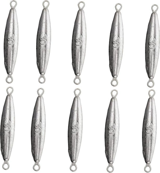 10PCS Fishing Weights Torpedo Sinkers Inline Trolling Sinkers Weights Kit Fishing Sinkers Catfishing Sinkers Saltwater Fishing Torpedo Weights Double Ring Sinkers - 1oz(30g)