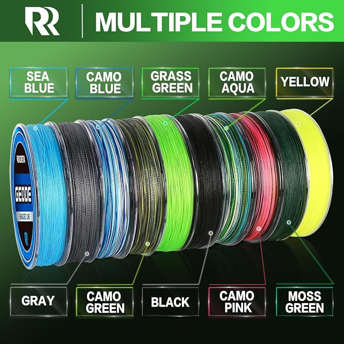 Geode Braided Fishing Line, Super Strong Power Braid Lines for Saltwater and Freshwater Fish 8-50lb, 150yds/300yds/500yds/1000yds