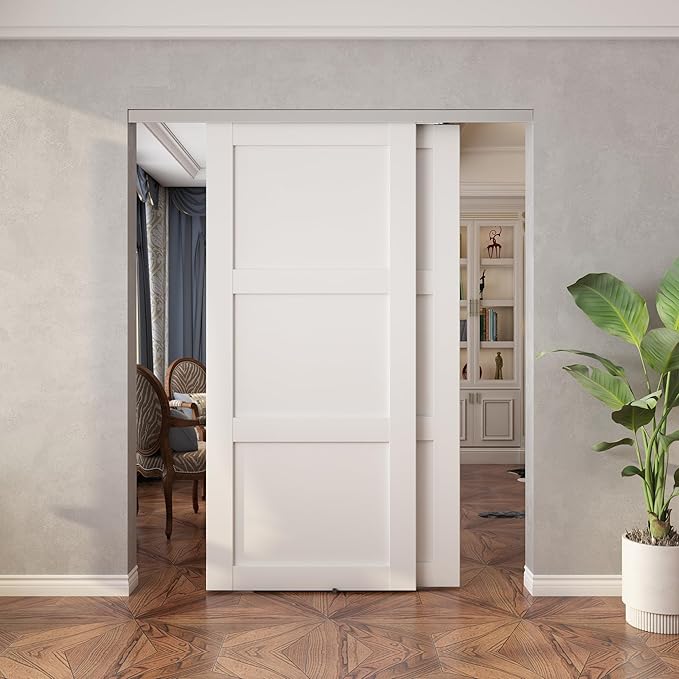 Sdstone Heavy Duty Bypass Door Hardware 72"/6FT,Aluminum Sliding Closet Door Track Hardware for Cabinet Closet, Pocket Door Track Rail Set, Smoothly and Quietly