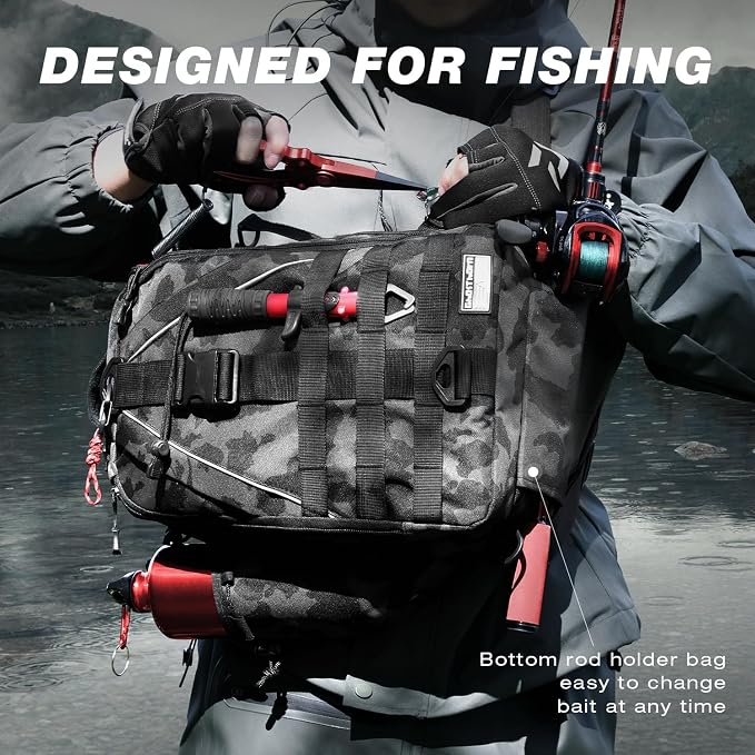Ghosthorn Fishing Backpack Waterproof Tackle Bag Sling Bag Gift