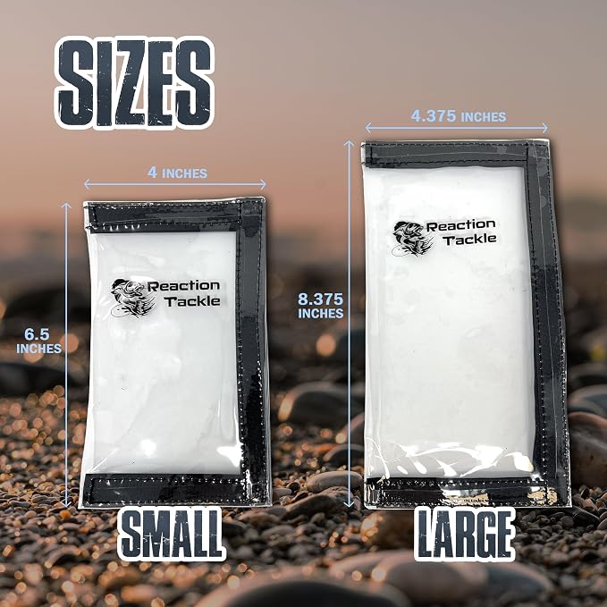 Reaction Tackle Fishing Lure Wraps or Lure Covers, Clear Fishing Hook Covers to Keep Hooks Safe, PVC Keeper in 2 Sizes 5 Packs or 10 Packs