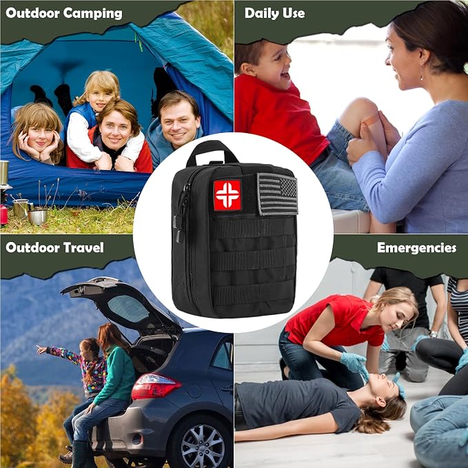 320 PCS Survival Kits First Aid Kit, Gifts for Men Fathers Day Him Dad, Survival Gear and Equipment with Tactical Molle Pouch for Car Camping Hiking Outdoor Adventure Earthquake Home Office