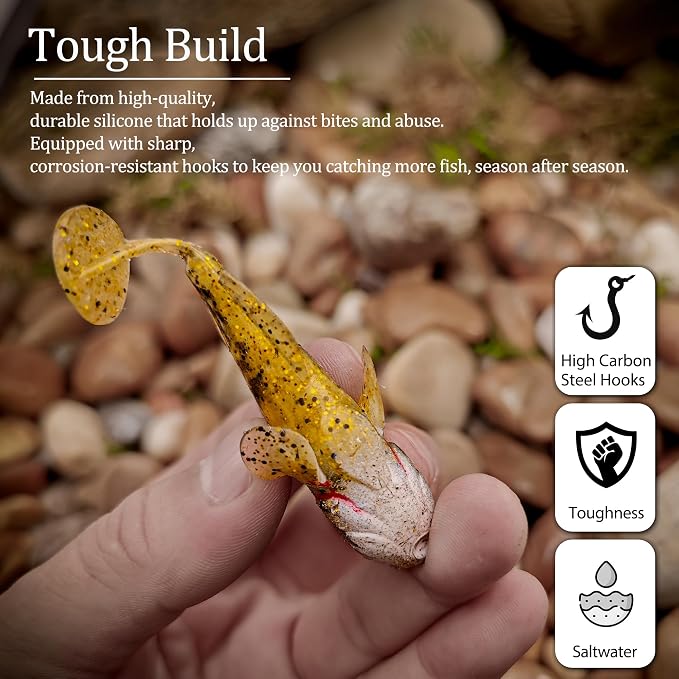Soft Fishing Lures Shad Minnow Swimbaits, Pre-Rigged Jig Heads Paddle Tail Swim Baits for Bass, Trout, Walleye, Crappie, Sinking Jigs Bait for Saltwater Freshwater, Fishing Gifts for Men