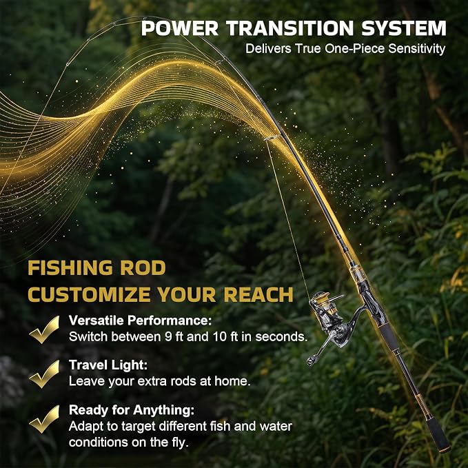Goture Travel Fishing Rod and Reel Combo, Dual-Length Fishing Pole with 900D Carrier Bag, Complete Fishing Kit with Lures & Accessories for Surf Casting Shore Fishing
