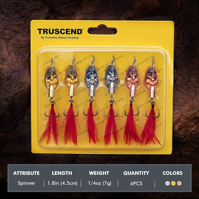 TRUSCEND Vibespinner Easy Catch Fishing Lures with BKK Hooks, Tail Spinner Baits with 4 Actions, Vibrating Swimming Flashing & Jigging for More Bites, Spoon Lures for Bass Trout Crappie Walleye Pike