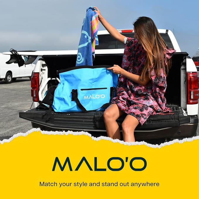 Malo’o Waterproof Dry Duffel, Heavy-Duty Roll Top Waterproof Gear Bag with Shoulder Strap & Molle Loops, Marine Duffel for Kayaking, Boating, Camping, Beach & Travel, Blue, 60L