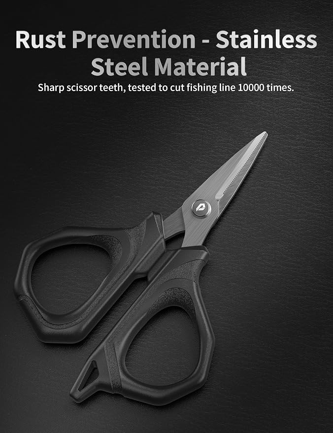 4.6" Fishing Scissors,Fishing Line Cutter for Braided Fishing Line,Fishing Gear with Tool Retractor,Non-Slip Grip Small Scissors for Saltwater
