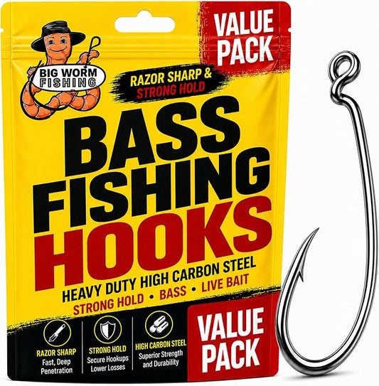 Worm Hooks for Bass Fishing- Texas Rig - Ewg
