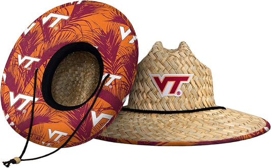 FOCO Men's NCAA College Team Logo Floral Straw Sun Hat