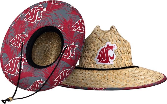 FOCO Men's NCAA College Team Logo Floral Straw Sun Hat