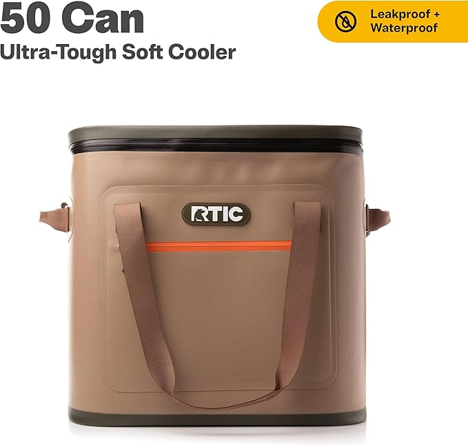 RTIC Ultra-Tough Soft Cooler 50 Can, Insulated Bag Portable Ice Chest Box for Lunch, Beach, Drink, Beverage, Travel, Camping, Picnic, Car, Trips, Floating Cooler Leak-Proof with Zipper