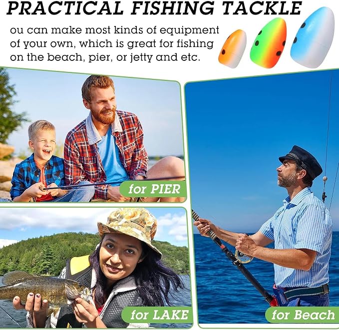 Skylety 60 Pieces Foam Floats Bullet Fishing Foam Snell Fishing Rig Floats Spinner Oval Pompano Rigs Fly Strike Indicators for Trout Catfish Walleye