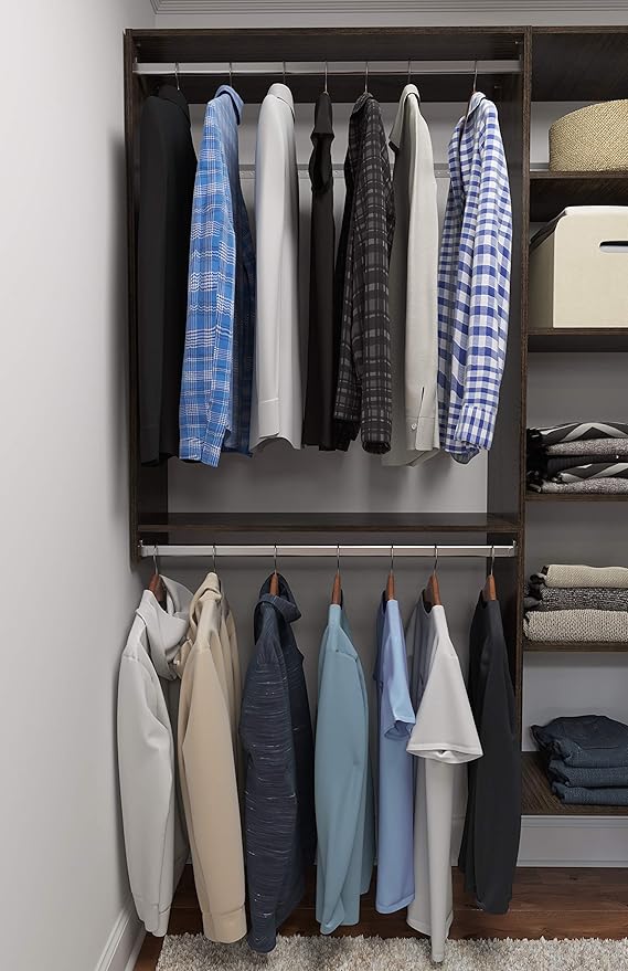 Easy Track Ultimate Corner Wood Kit Closet Organizer, Truffle
