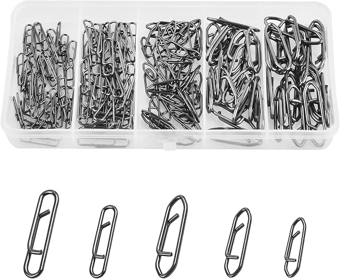 Power Fishing Clips Kit,155pcs High Strength Fishing Snaps Clips Lure Fast Change Snaps Stainless Steel Speed Clips Connector for Freshwater Saltwater Bass Pike