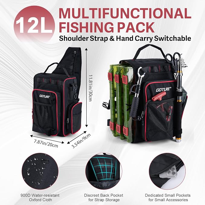 Goture Fishing Kits for Adult,Fishing Pole and Reel Combo, OpenSide Fishing Sling Tackle Storage Bag with 3 Tackle Boxes,Gift for Men