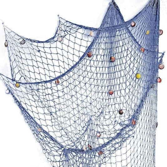 Rosoz Nautical Decorative Fishing Net, Sea Theme Fish Net Decor for Party/Wall Decoration Background,Blue,79inch x 59inch