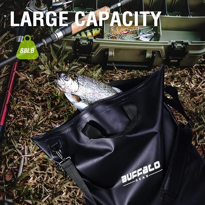 Buffalo Gear Fish Tournament Weigh in Bag for Bass Fishing, Heavy Duty Fish Bag for Caught Fish Waterproof,Leakproof,Puncture Resistant