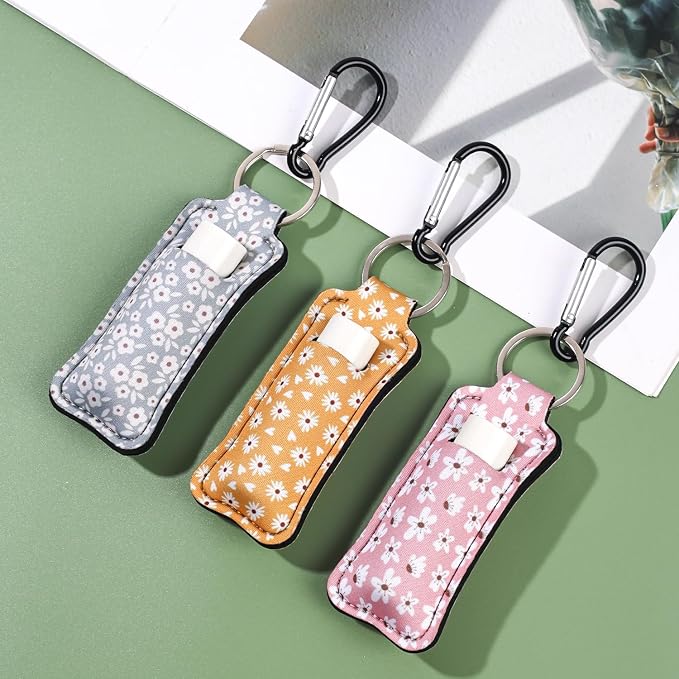 COOKOOKY Keychain Holder for Chapstick Lipstick Lip Gloss Cute Lip Balm Keychain Holder with Clip