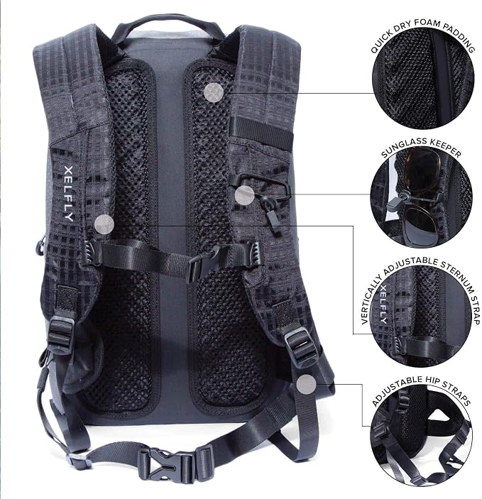 Xelfly Submersipack Waterproof Backpack - Submersible, Inflatable, Floating TPU Coated Durable Nylon Dry Bag with Airtight Zipper for Kayak, Fishing, Boating, Hiking, Paddle Board (Gray Stone, 25L)