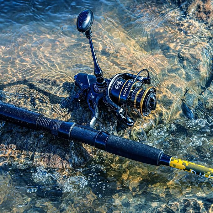 Sougayilang Spinning Rod Combo - MH Action Fishing Pole with Bait Feeder Reel for Catfish, Salmon, Steelhead Freshwater Saltwater Fishing- 7'0"/7'6"