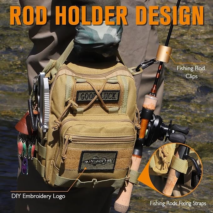 Dovesun Small Fishing Backpack, Waterproof Fly Fishing Sling Pack Tackle Bag with Tackle Boxes