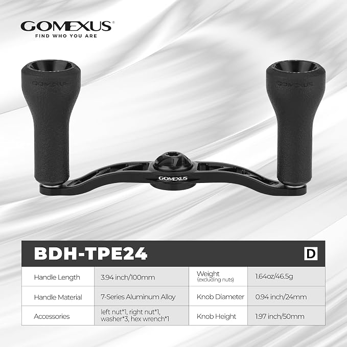 GOMEXUS Power Handle Compatible for Shimano Tranx Daiwa Zillion Abu Garcia 13 Fishing Baitcasting Reel Replacement Crank with TPE Knob, Bass Fishing
