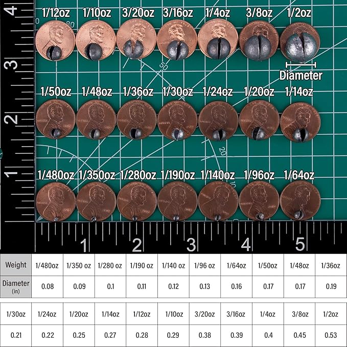 Dr.Fish 100 Pack Round Split Shot Weights Fishing Sinker Clip on Line Weight Tackle Fly Fishing Freshwater Saltwater