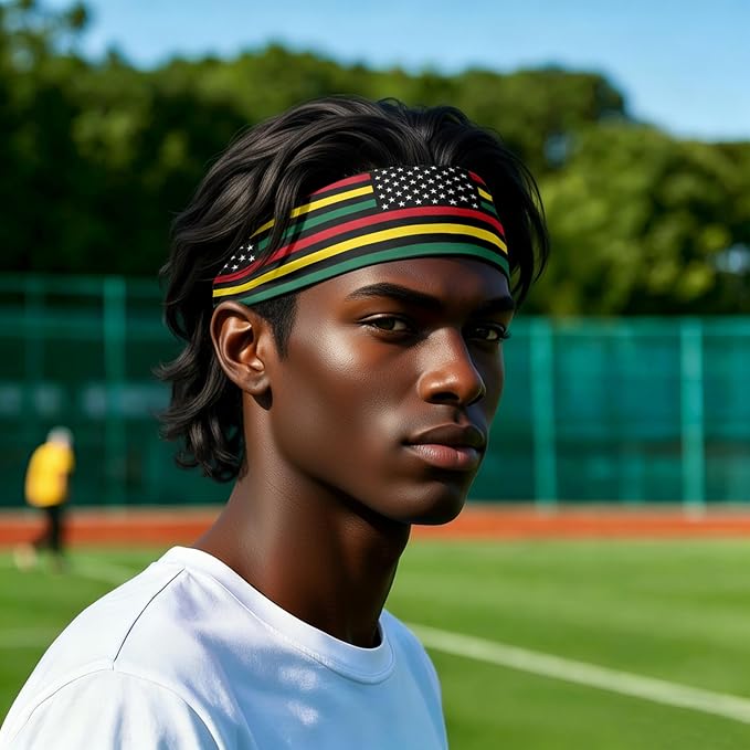 Flag Headbands for Men Women, Moisture Wicking Sweatband Breathable Sports Headwrap, Non-Slip Stretchy Fitness Hair Band