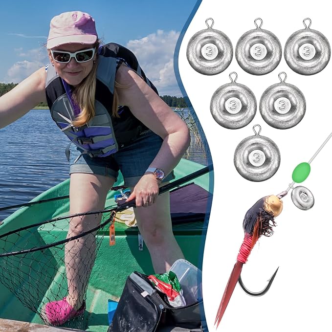 24 Pieces Fishing Disc Sinkers Weights Disc Sinker Fishing Sinkers Weights for Saltwater Catfishing Trolling Surf Tackle