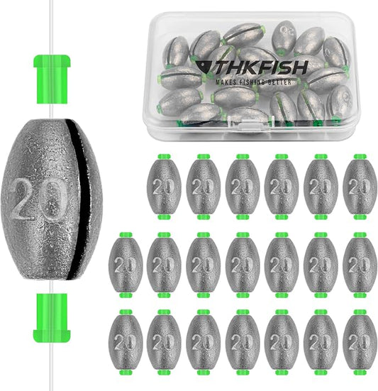 THKFISH Egg Fishing Sinkers Weights, Removable Rubber Core Fishing Weights Twist-Lock Sinker,Bass Weights Sinker Tackle Saltwater Casting Fishing Sinkers Set Oval Freshwater,1/8-1OZ