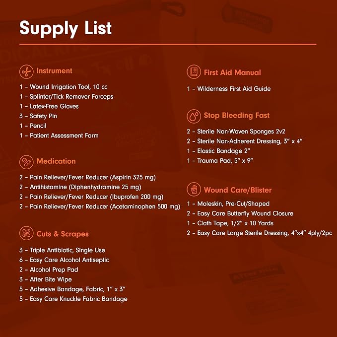Adventure Medical Kits Sportsman Series Medical Kit - 100 - First Aid Kit for Camping, Hiking, Hunting & More - For 2 People for 4 Days - Includes Bandages, Medicine, Guide Book & More