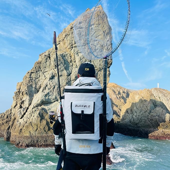 Buffalo Gear Fish Cooler Backpack 32Qt Waterproof Fishing Backpack Cooler Portable Fish Bag, Keep Ice Cold More Than 24 Hours