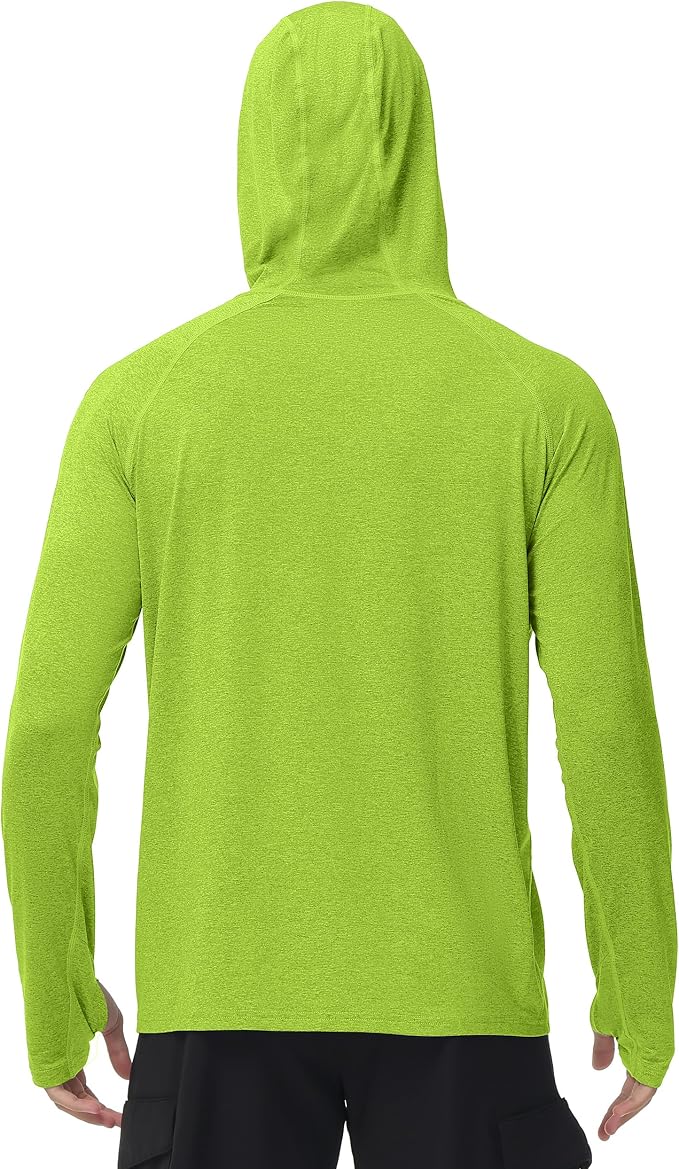 Roadbox Mens UPF 50+ Fishing Shirts, Long Sleeve UV Sun Hoodie, Hiking Running Swim Athletic Workout Shirt
