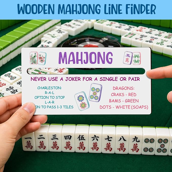 4 Pack Mahjong Line Reader with Rules, Wooden 2026 Mahjong Line Finder, Instructions for Beginners, Mah Jongg Accessories, Mah Jongg Gifts for Women